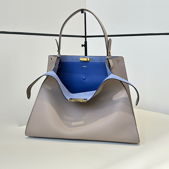 fendi way large soft trapezoidal top‑handle tote handbag